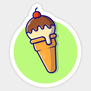 Ice Cream Cone Cartoon Vector Icon Illustration Sticker